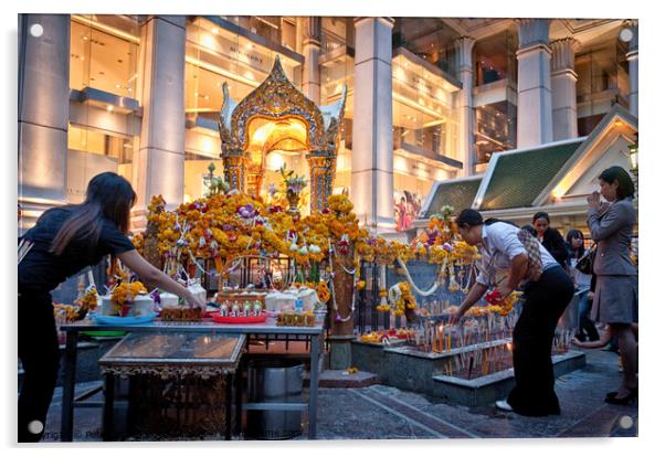 The Erawan Shrine in Bangkok, Thailand. #2 in a series. Acrylic by Peter Bolton