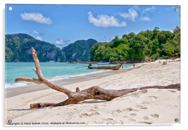 Maya Beach, Phi Phi Island, Thailand Acrylic by Peter Bolton