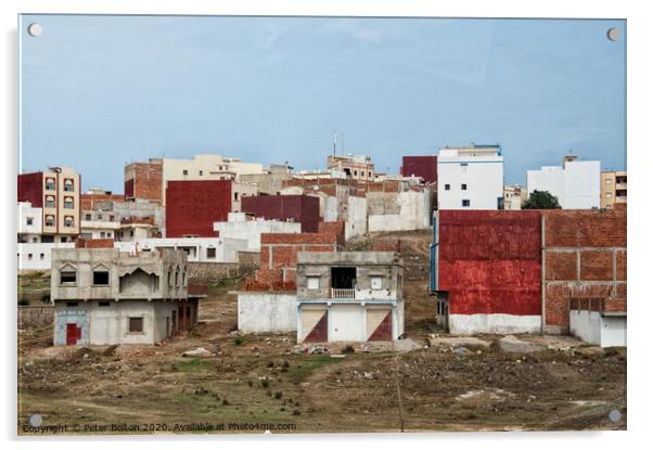 Urban dwellings near Tetoun, Morocco. Acrylic by Peter Bolton