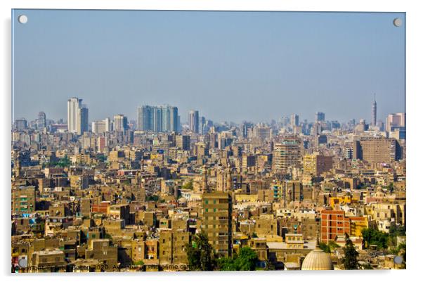 Alexandria city skyline. Egypt. Acrylic by Peter Bolton