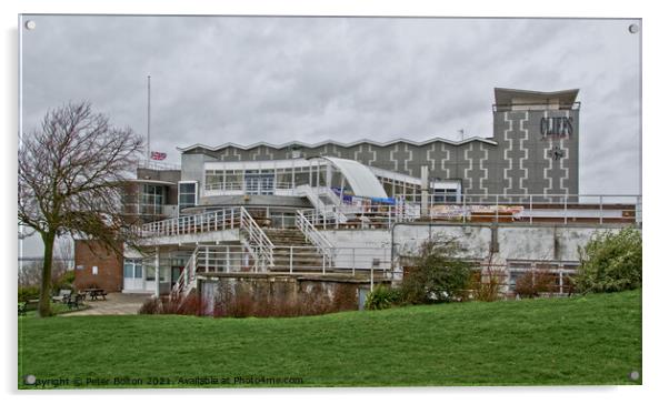 Cliffs Pavilion Theatre at Westcliff on Sea, a suburb of Southend on Sea, Essex. Acrylic by Peter Bolton