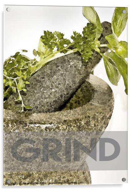 Kitchen Poster #3 - Grind  Acrylic by Peter Bolton