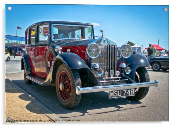 Classic Rolls Royce car on show at Southend on Sea, Essex. Acrylic by Peter Bolton