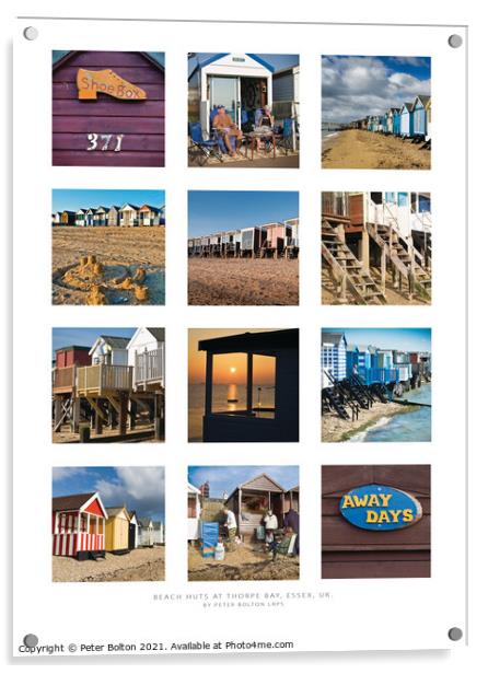 Beach huts at Thorpe Bay, Essex, UK. Wall art poster with 12 panels Acrylic by Peter Bolton