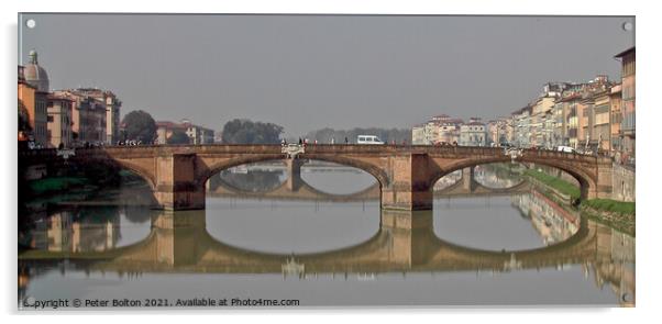 Ponte alla Carraia, bridge in Florence, Italy Acrylic by Peter Bolton