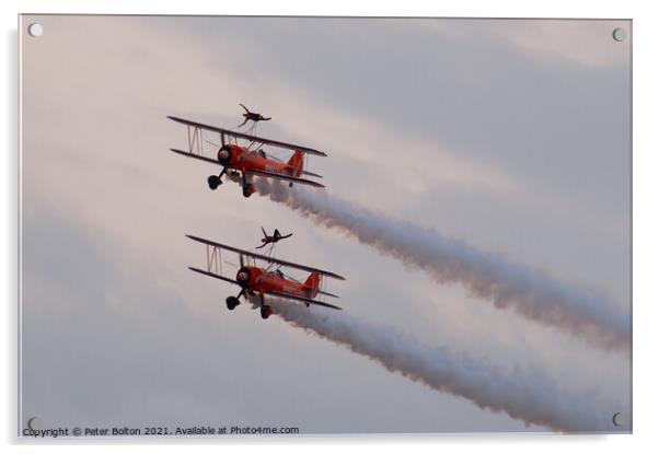 Breitling Wingwalkers at Southend Airshow 2010 Acrylic by Peter Bolton