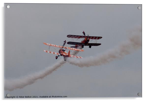 Breitling Wingwalkers at Southend Airshow 2010. Acrylic by Peter Bolton
