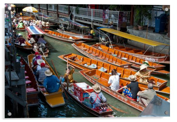 Floating market, Bangkok, Thailand. Acrylic by Peter Bolton