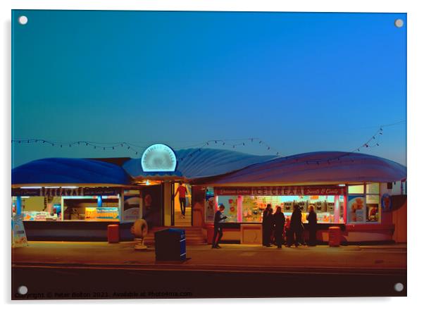 The 3 Shells Cafe and ice cream parlour, Southend on Sea, Essex, UK Acrylic by Peter Bolton
