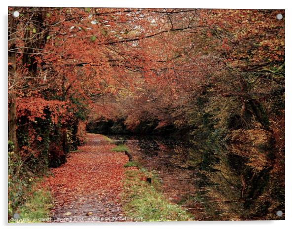 Autumn on Neath Canal Acrylic by Gareth Lovering