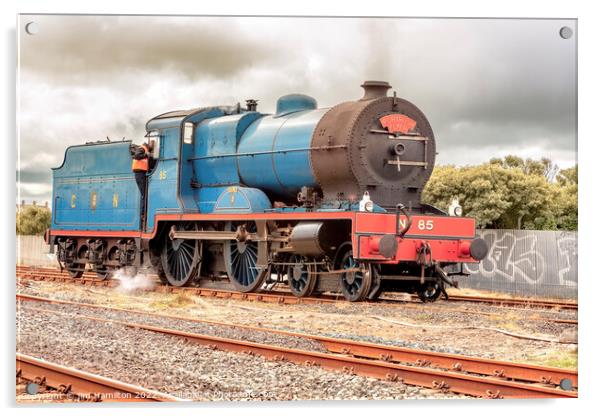 Majestic Steam Train Rides on Causeway Coast Acrylic by jim Hamilton