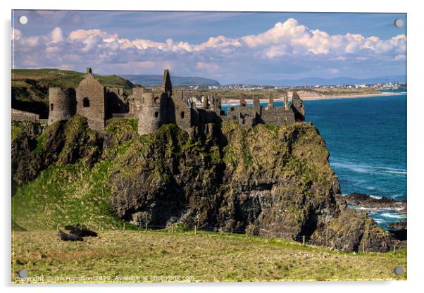 The Majestic Ruins of Dunluce Castle Acrylic by jim Hamilton