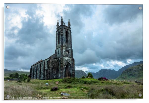 Dunlewey old church, Donegal, Ireland Acrylic by jim Hamilton
