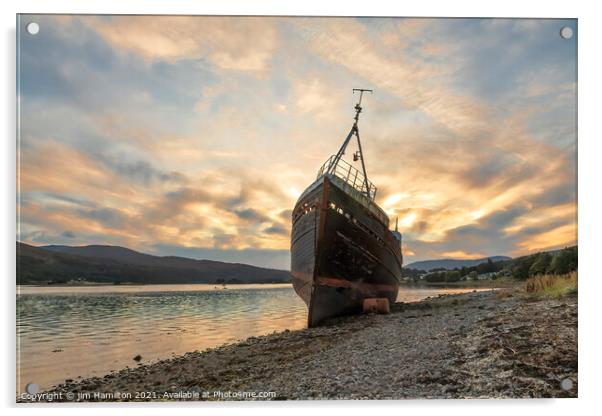 Old Boat of Caol Acrylic by jim Hamilton
