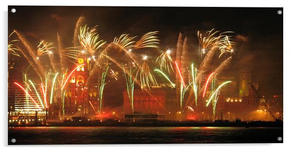 Fireworks on Liverpool Waterfront Acrylic by Simon Case