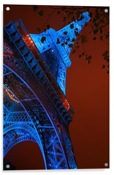Eiffel tower at night Acrylic by Simon Case