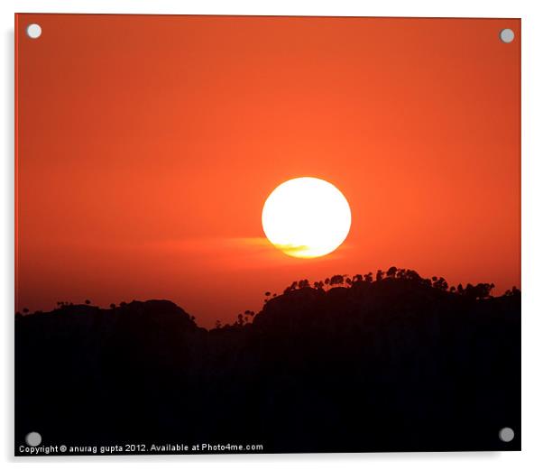 sunset series- mountain sunset Acrylic by anurag gupta