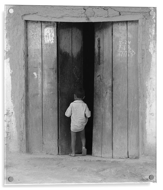 Rural India- village boy Acrylic by anurag gupta