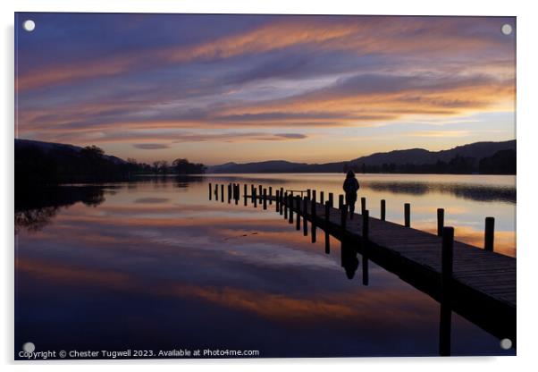 Jetty on Coniston Water at Dusk Acrylic by Chester Tugwell