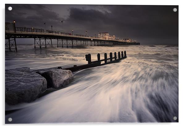 Worthing Pier Storm Force Acrylic by Chester Tugwell