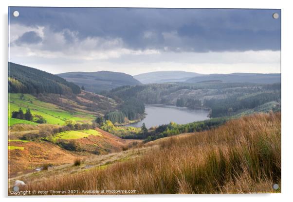 Reflective Beauty Cantref Reservoir Nant Ddu Acrylic by Peter Thomas