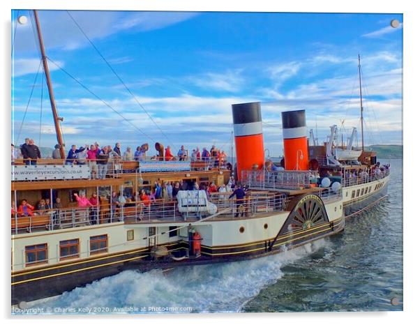The Waverley Paddle Steamer departs Millport Pier Acrylic by Charles Kelly