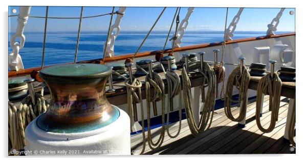 Capstan and Sheets on Royal Clipper Acrylic by Charles Kelly