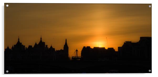 London Skyline silhouette. Acrylic by David Buckland
