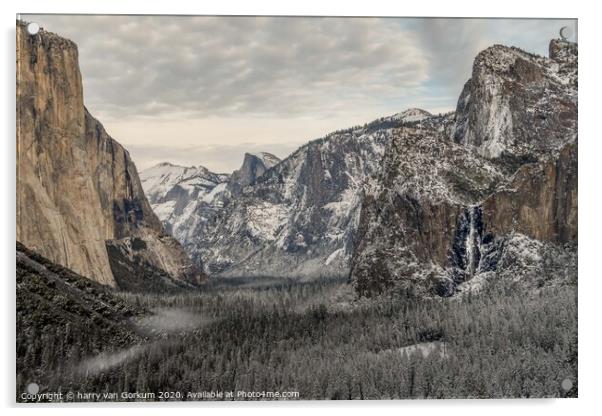 Yosemite from Tunnel view in the snow Acrylic by harry van Gorkum