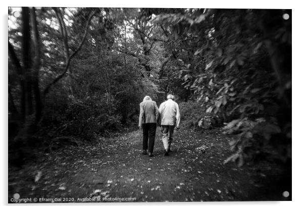 Old couple walking Acrylic by Efraim Gal