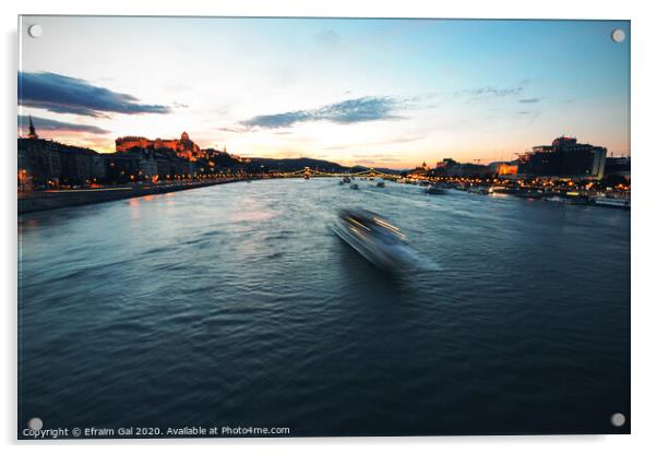 Budapest Danube sunset Acrylic by Efraim Gal