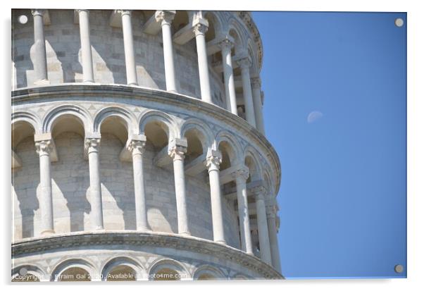 Leaning tower of Pisa and a half Moon Acrylic by Efraim Gal