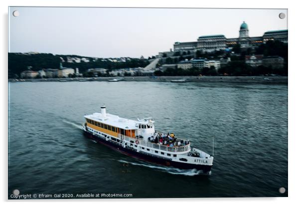 Danube cruiser at Budapest Acrylic by Efraim Gal