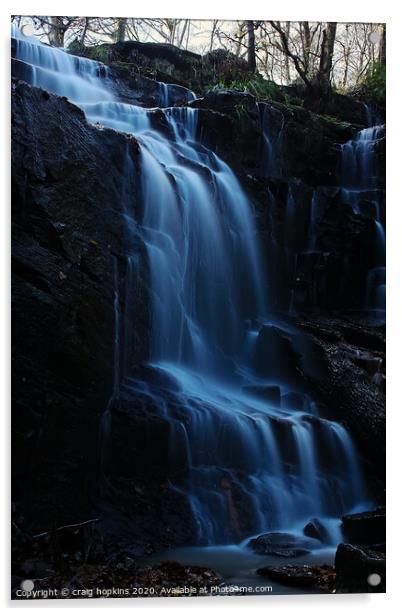 Long exposure waterfall Acrylic by craig hopkins