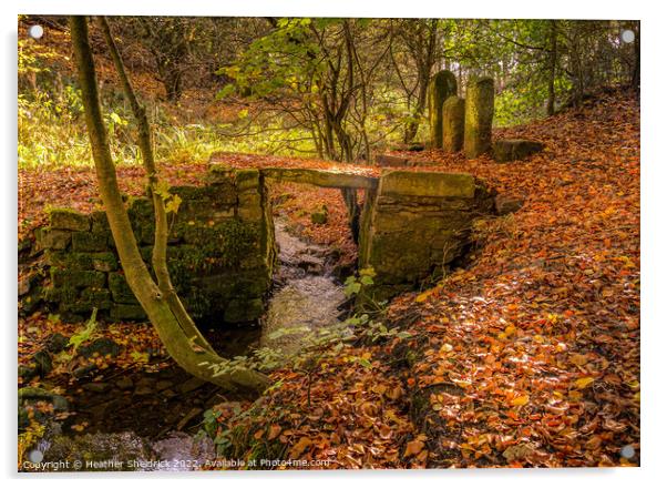 Ancient Bridge in Autumn Acrylic by Heather Sheldrick