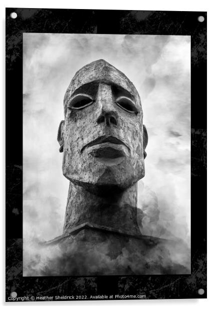Dramatic Sculpture Head Rising from Smoke Acrylic by Heather Sheldrick