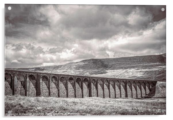 Ribblehead Railway Viaduct, Yorkshire Dales, Monoc Acrylic by Heather Sheldrick