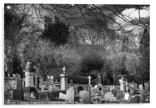 Cemetery Black and White Acrylic by Heather Sheldrick