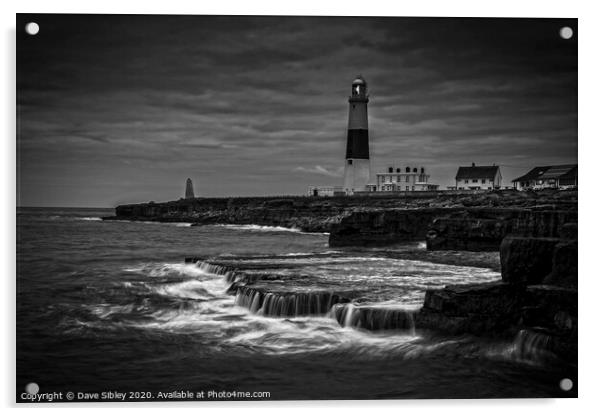 Portland bill Lighthouse Black and White Acrylic by Dave Sibley