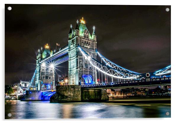 London Tower Bridge at Night Acrylic by martyn proud