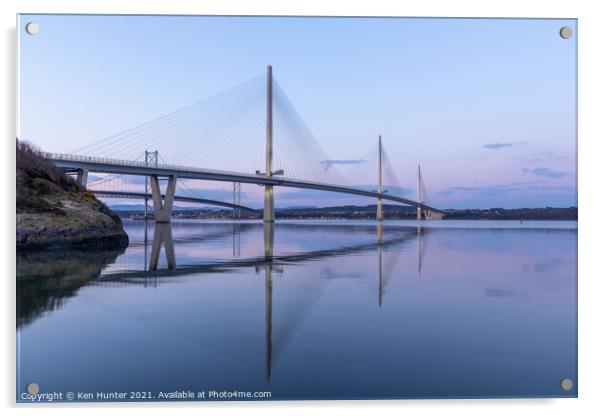 Queensferry Crossing Reflections Acrylic by Ken Hunter