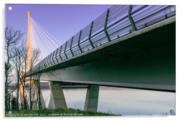 Queensferry Crossing Bridge from Below Deck Acrylic by Ken Hunter