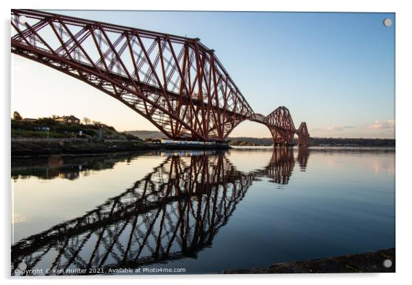 Reflections of the Iconic Forth Rail Bridge Acrylic by Ken Hunter