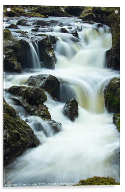 River Devon Falls Acrylic by Ken Hunter