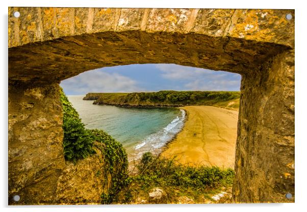 Through the Gate to Barafundle Bay. Acrylic by Paddy Art