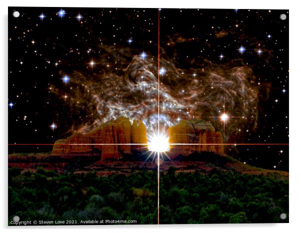 RS Puppis Nebula Setting Behind Cathedral Rock Acrylic by Steven Love