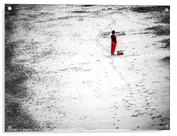 Boy on the beach Acrylic by Stephen Munn