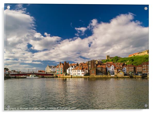 Whitby - swing bridge and quayside Acrylic by Michael Shannon