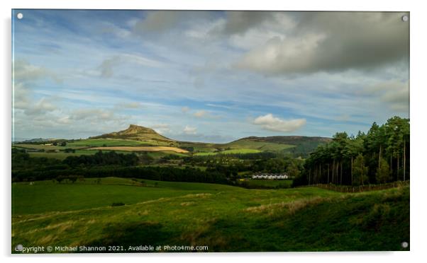 A distant view of Roseberry Topping - The Yorkshir Acrylic by Michael Shannon