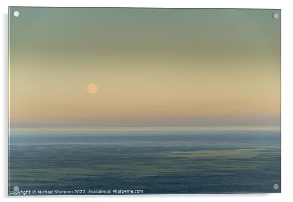 Full Moon Rising over the sea at Whitby Acrylic by Michael Shannon